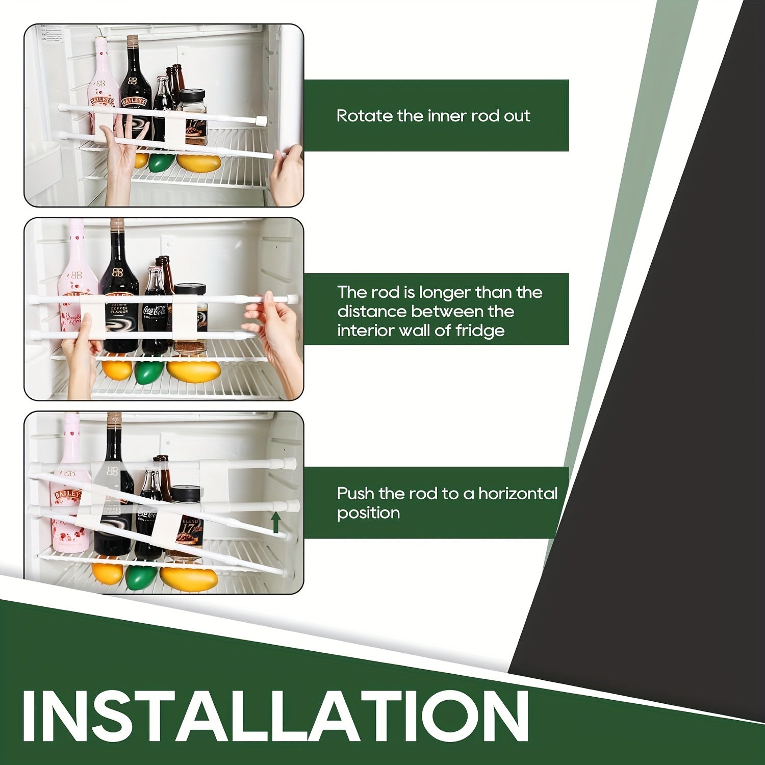 Adjustable RV Refrigerator Safety Bar for Cabinets and Windows, Rustproof, 40.64cm–71.12cm