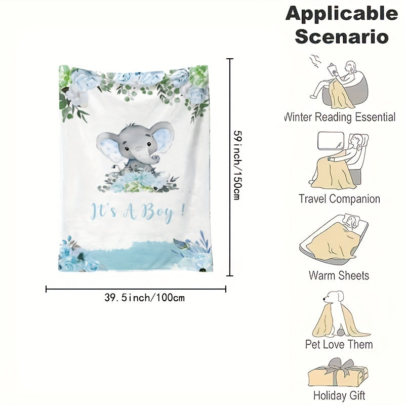 Cozy Flannel Throw Blanket with Custom Elephant Pattern Personalized Soft All-Season Gift