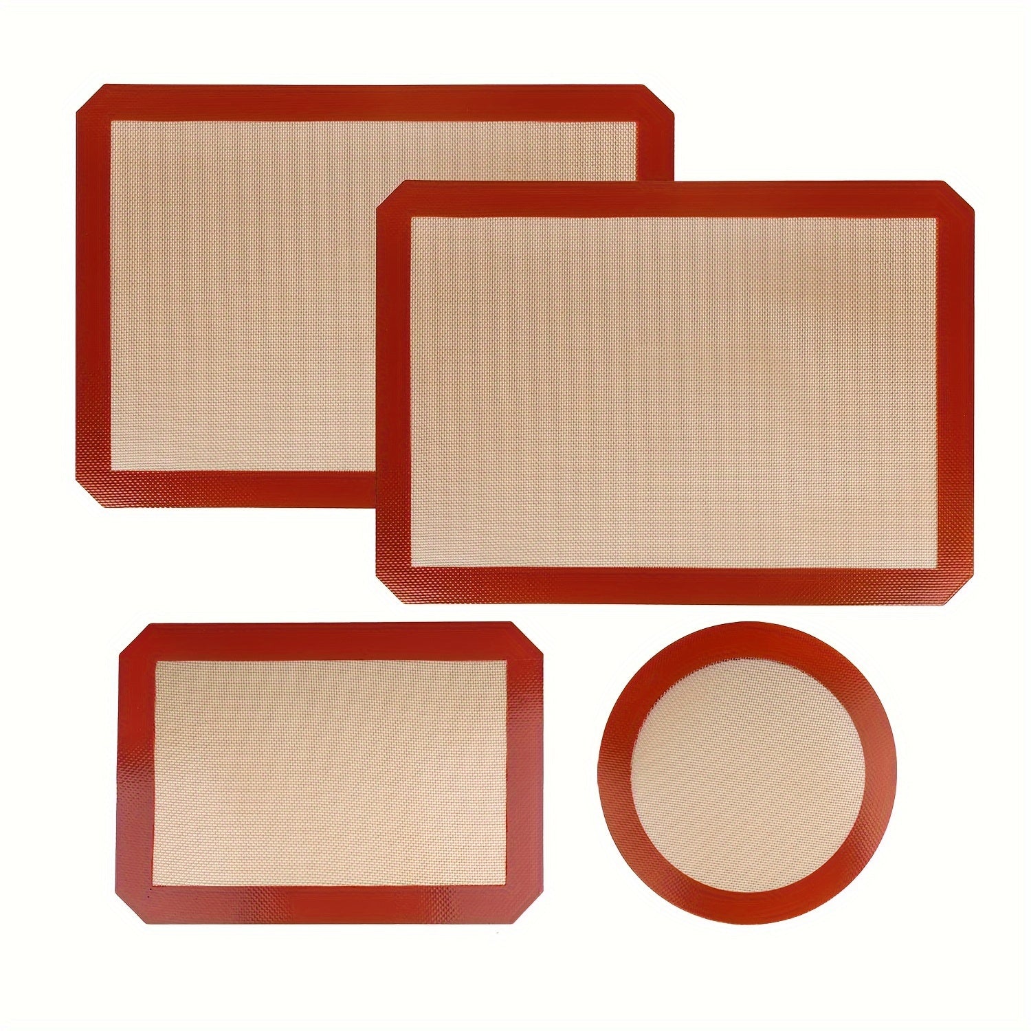 Set of 4 Food Grade Non-Stick Silicone Baking Mats for Cookies and Pastry