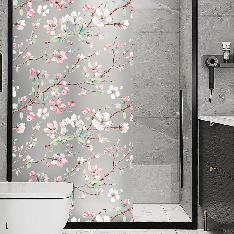 Colorful Vintage Plum Blossom Window Film Privacy Static Cling Decorative Sticker