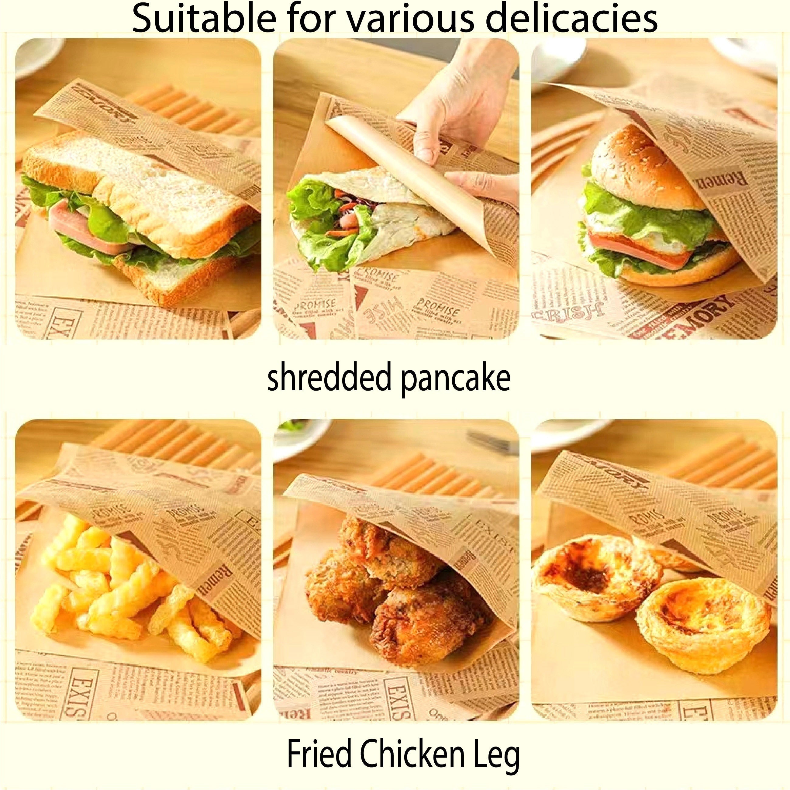 Oil Proof Waterproof Paper Bags 50/100pcs Corner Opening for Food Storage