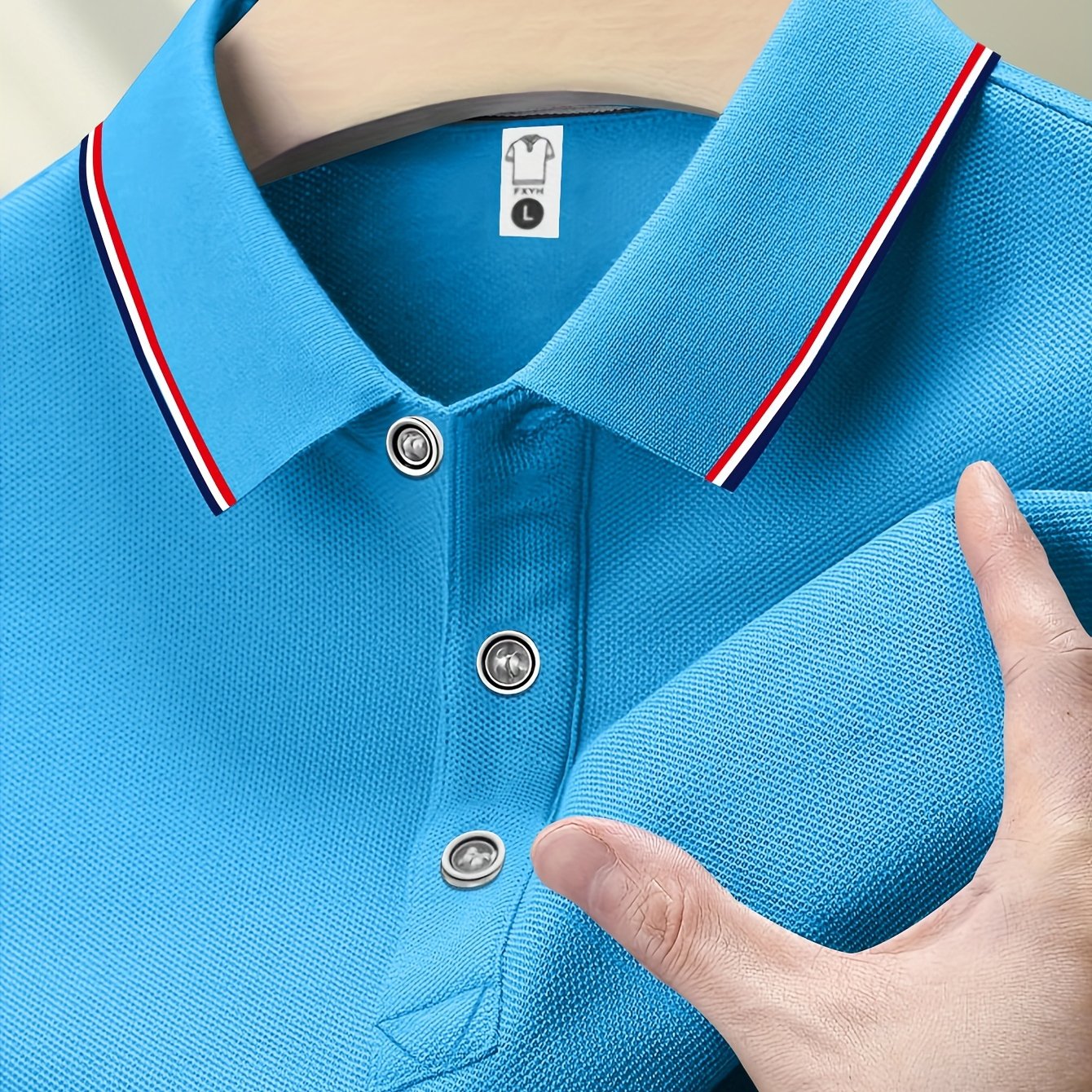 Camisa de manga corta a rayas para hombre con solapa para actividades al aire libre en verano de poliéster