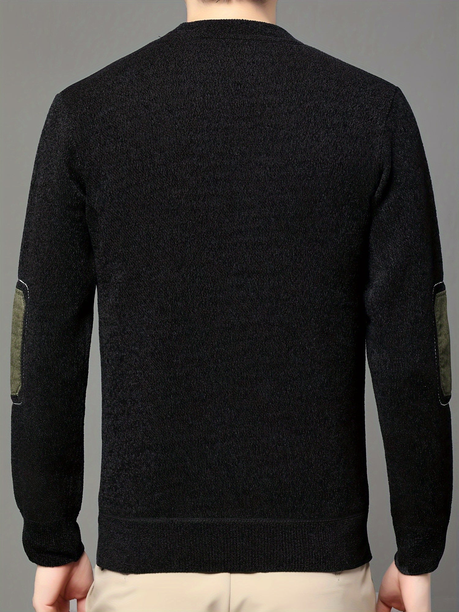 Erkaklar uchun qishki sviter, Z harfi bilan tikilgan, yumshoq bo'yin, uzun yeng, ozgina cho'ziladigan, oddiy kesim, harf naqshi, iliq to'qima.