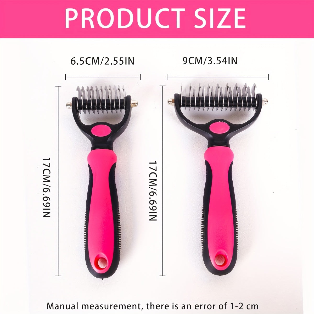 Dog Undercoat Hair Removal Comb Double-Sided Non-slip Slicker Brush for Grooming