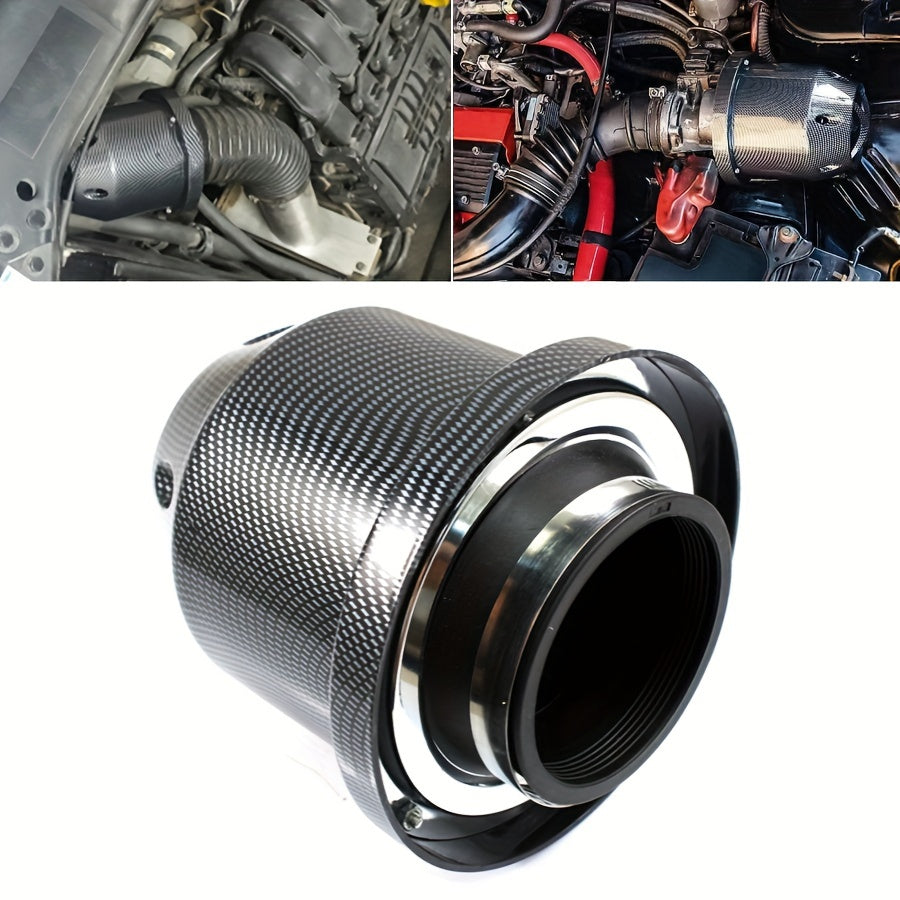 Universal avtomobil havo olish filtri 3Inch karbon tolasi ko‘rinishi sovuq havo dumaloq