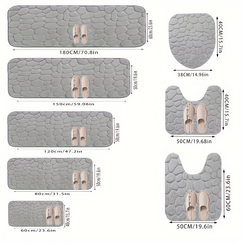 Thickened Memory Foam Bath Mat Set Non-Slip Floor Toilet and Foot Mats