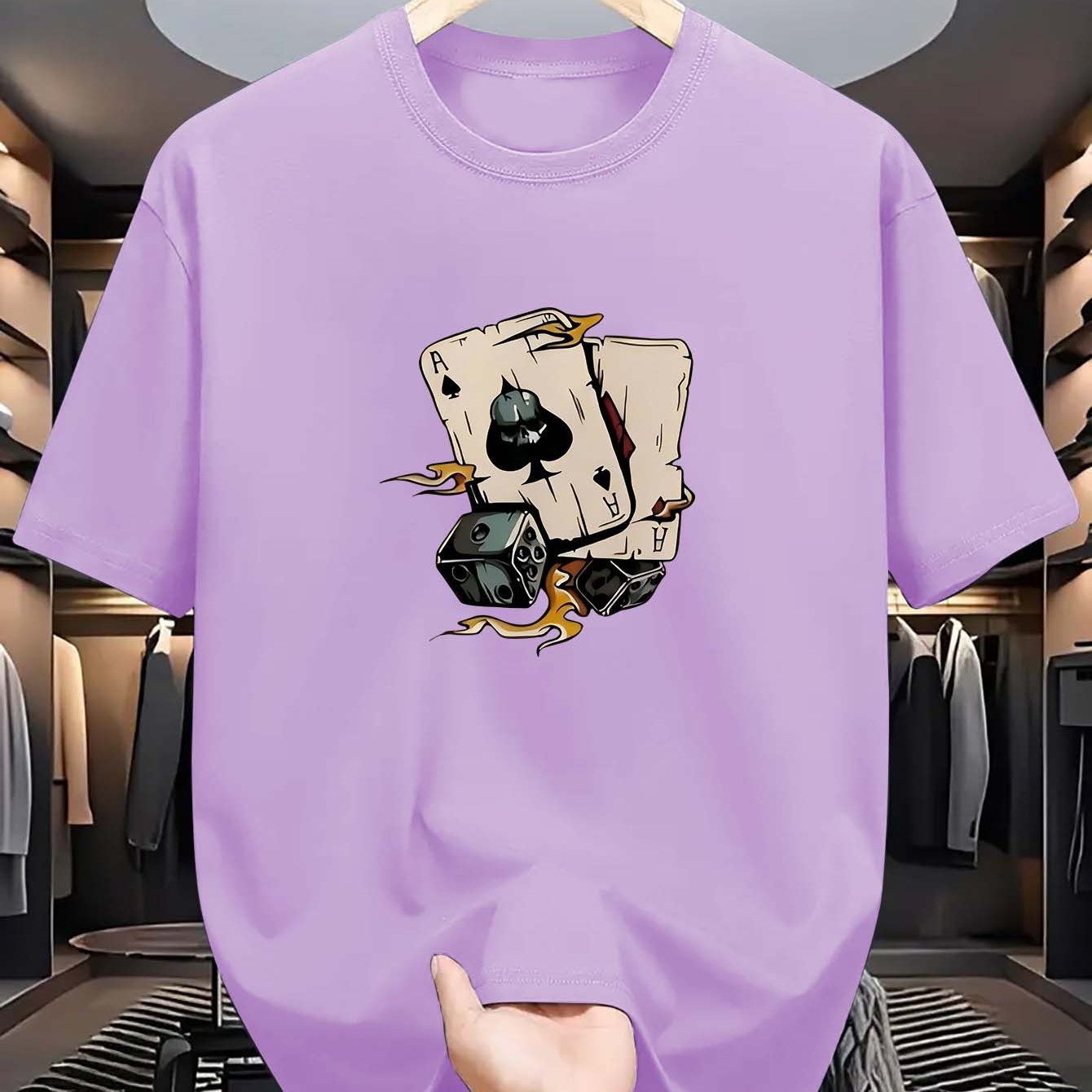 Erkaklar uchun Spades printli futbolka, 100% polyester, yumshoq bo'yin, cho'ziluvchan, yozgi moda, qisqa yeng, oddiy kesim, 180gsm mato.