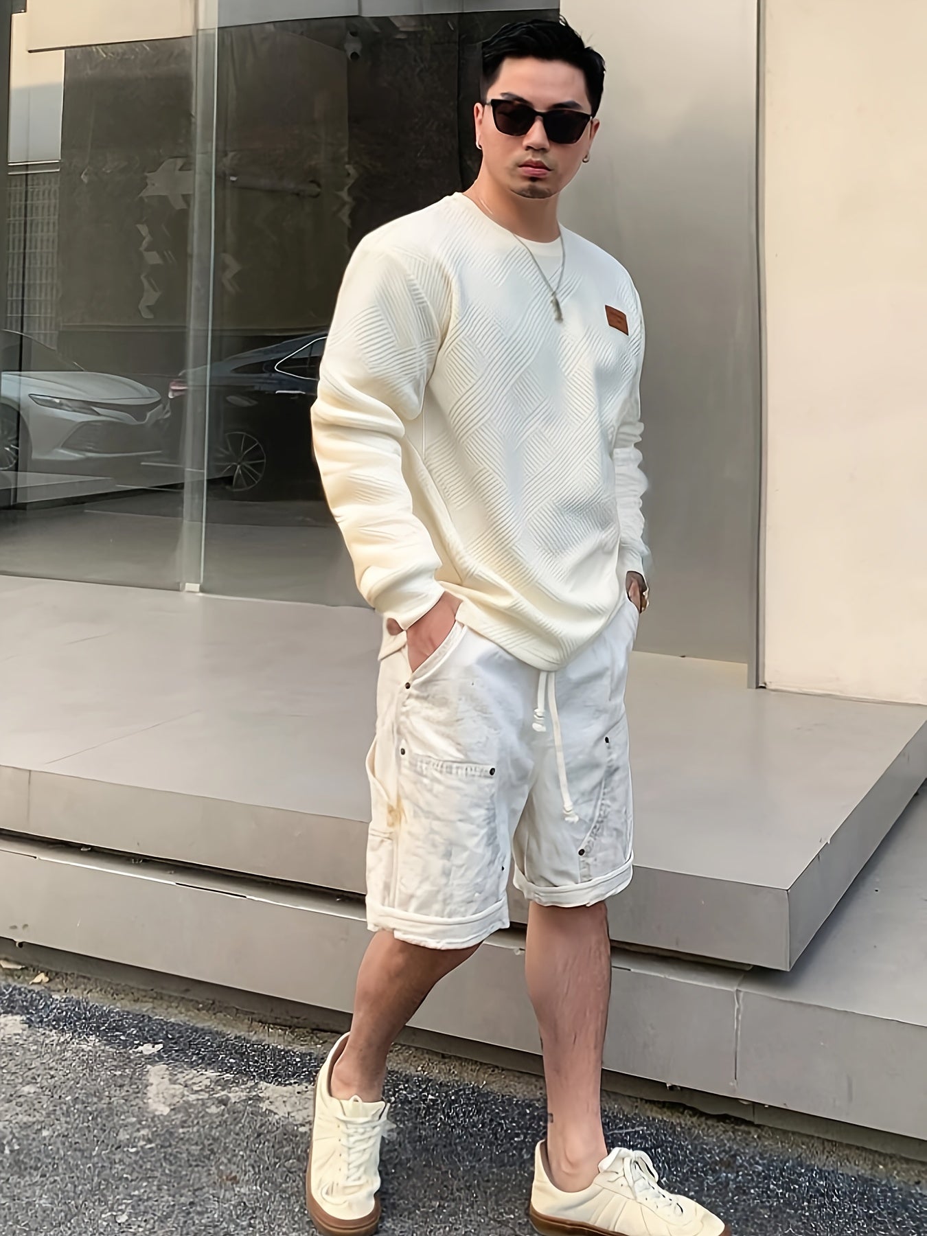 Мужской повседневный свитшот из полиэстера с круглым вырезом, длинными рукавами, градиентным цветом, нашивкой в виде зигзага, осень-весна, носимый