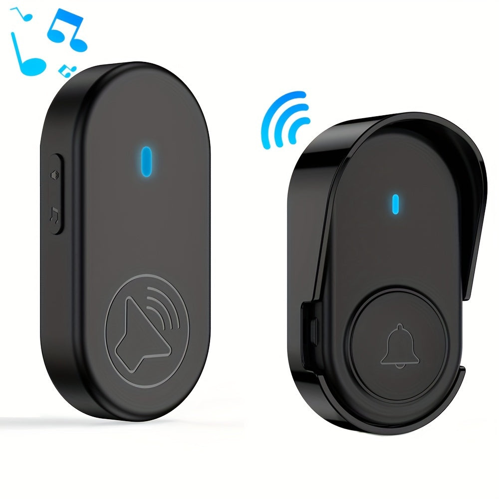 Wireless Doorbell Set with LED Display 320M Range 5 Volume Levels Black European Plug