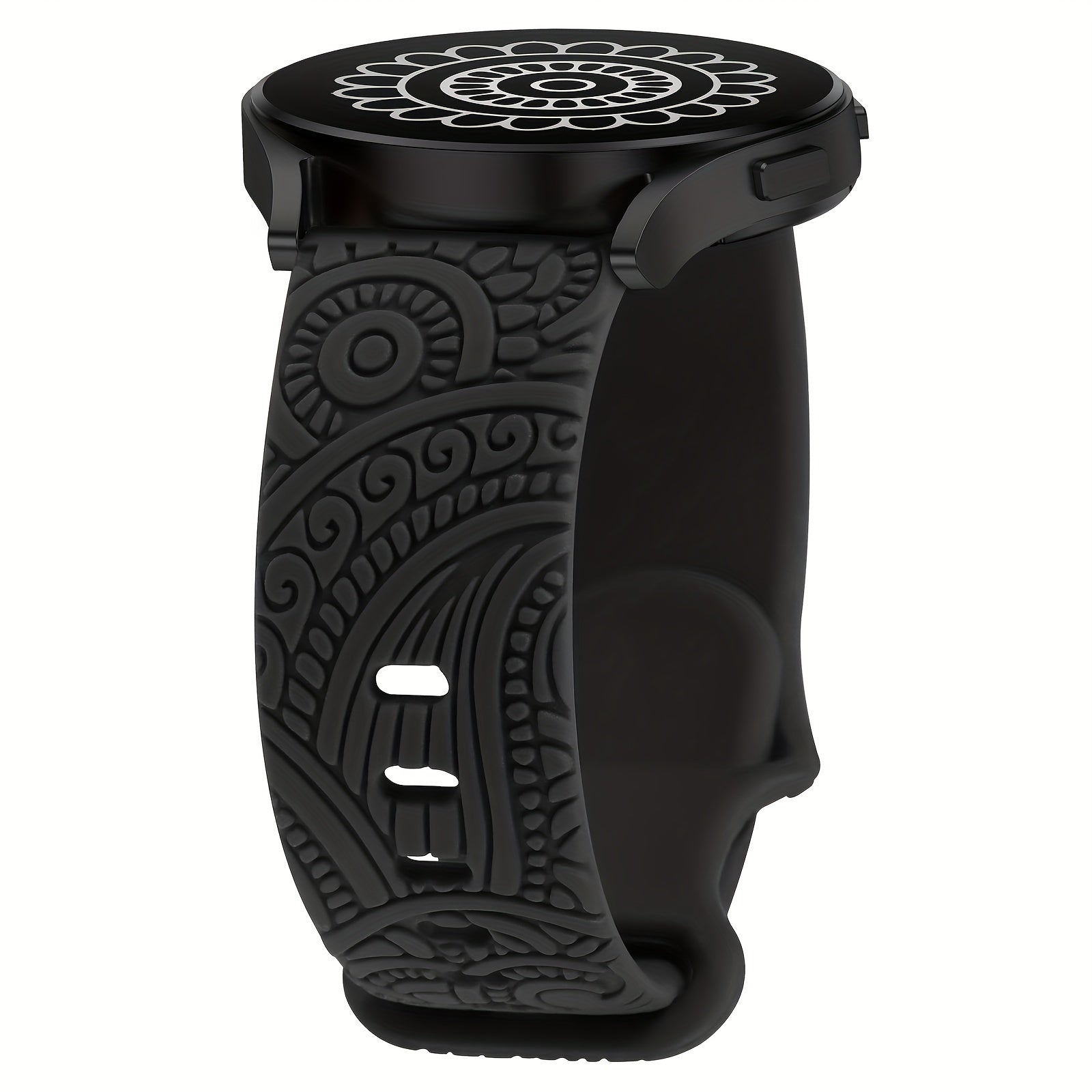 Women's 20mm Silicone Floral Engraved Smartwatch Band Compatible with Samsung Galaxy Watch Models