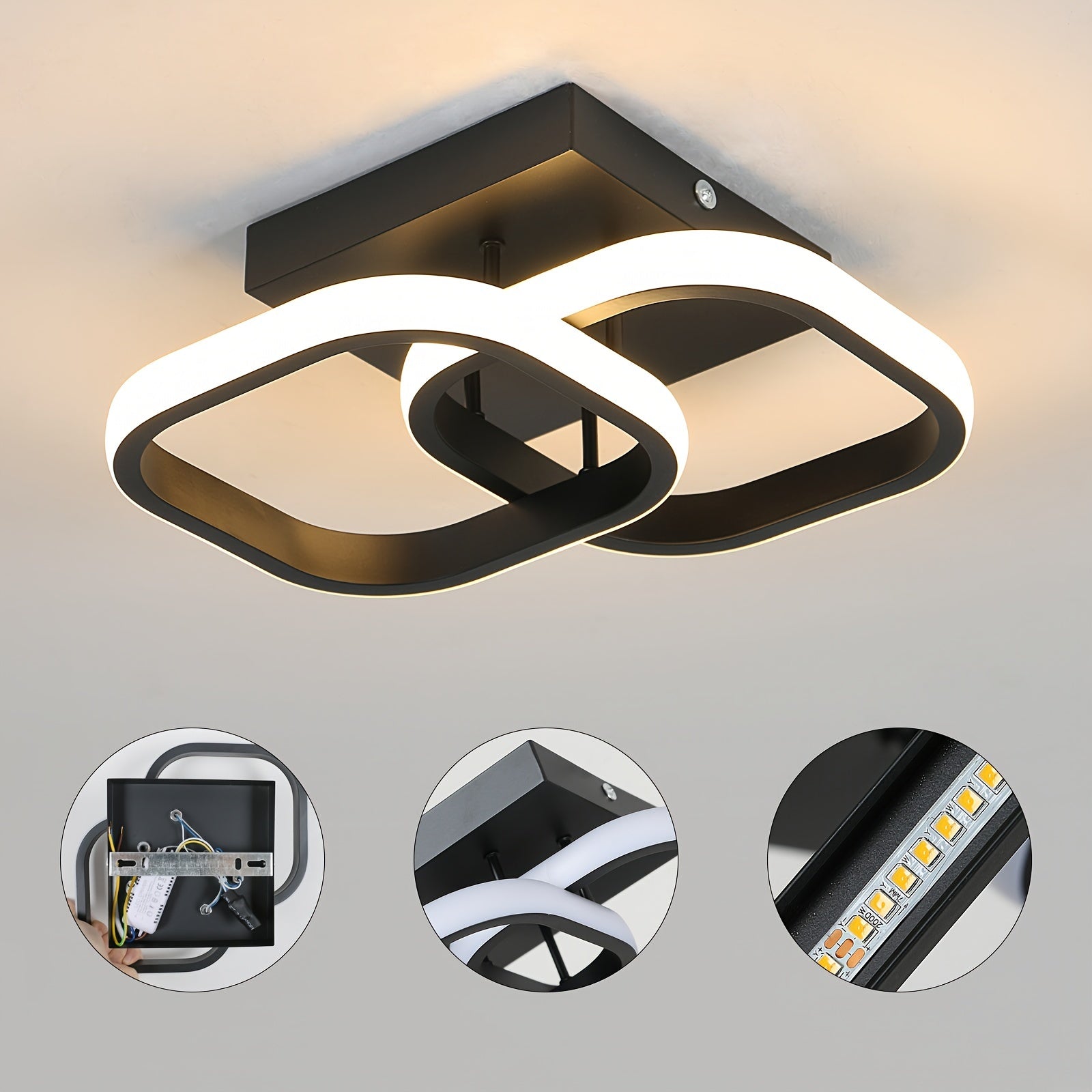 LED Flush Mount Ceiling Light with Adjustable Color Temperature Black or White