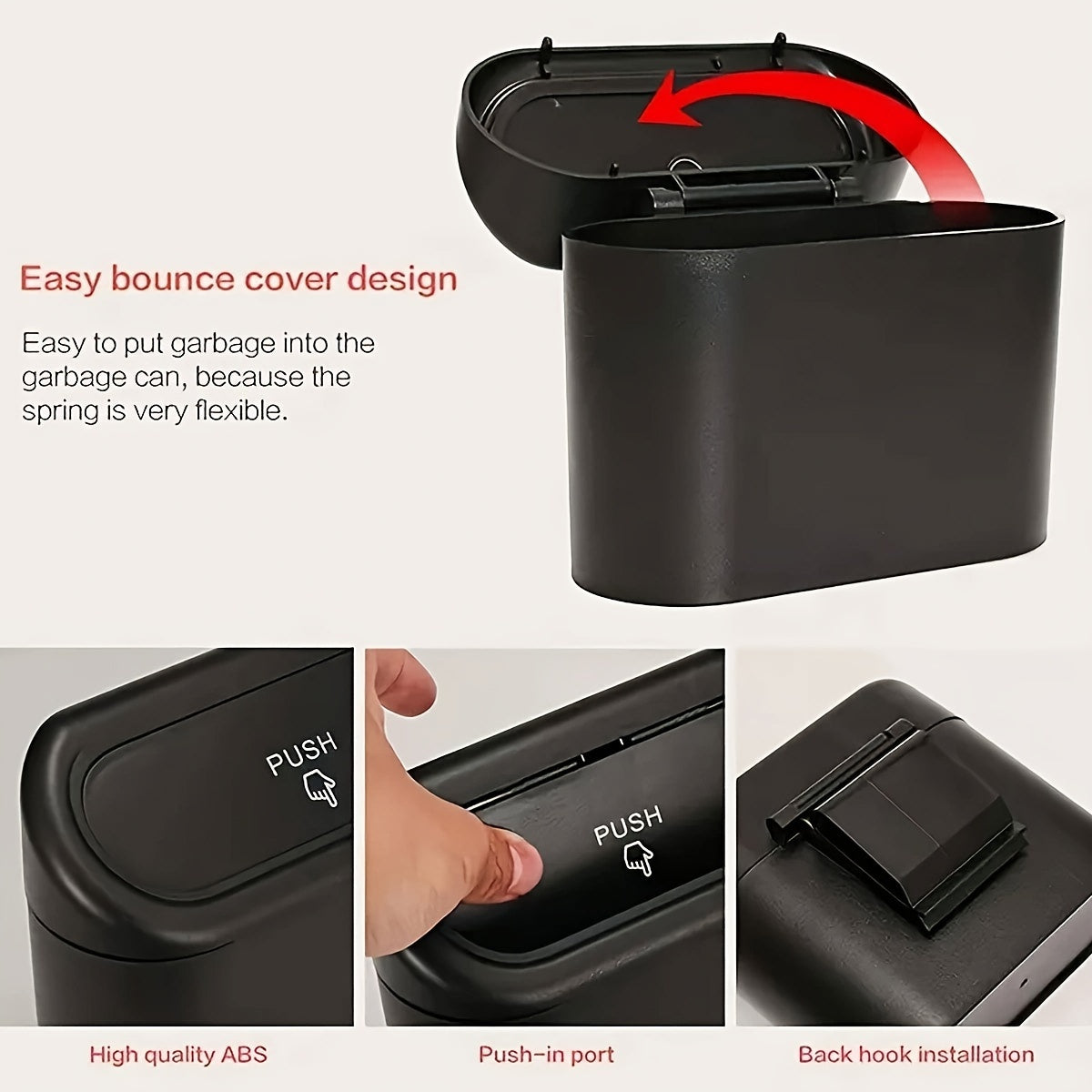 Compact Car Trash Can with Lid Leakproof Waterproof Includes Garbage Bags for Vehicle and Home Storage