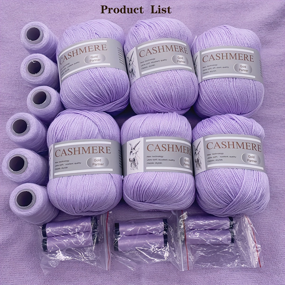 Luxurious Cashmere Yarn Set for Knitting and Crocheting Multicolored 6-Pair Bundle