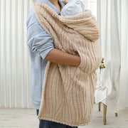 Baby Blanket Khaki Striped Hooded Plush Stroller Cozy Gift