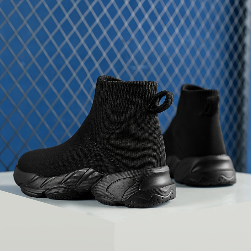 Women's High Top Sock Sneakers Breathable Knitted Slip-On Walking Shoes