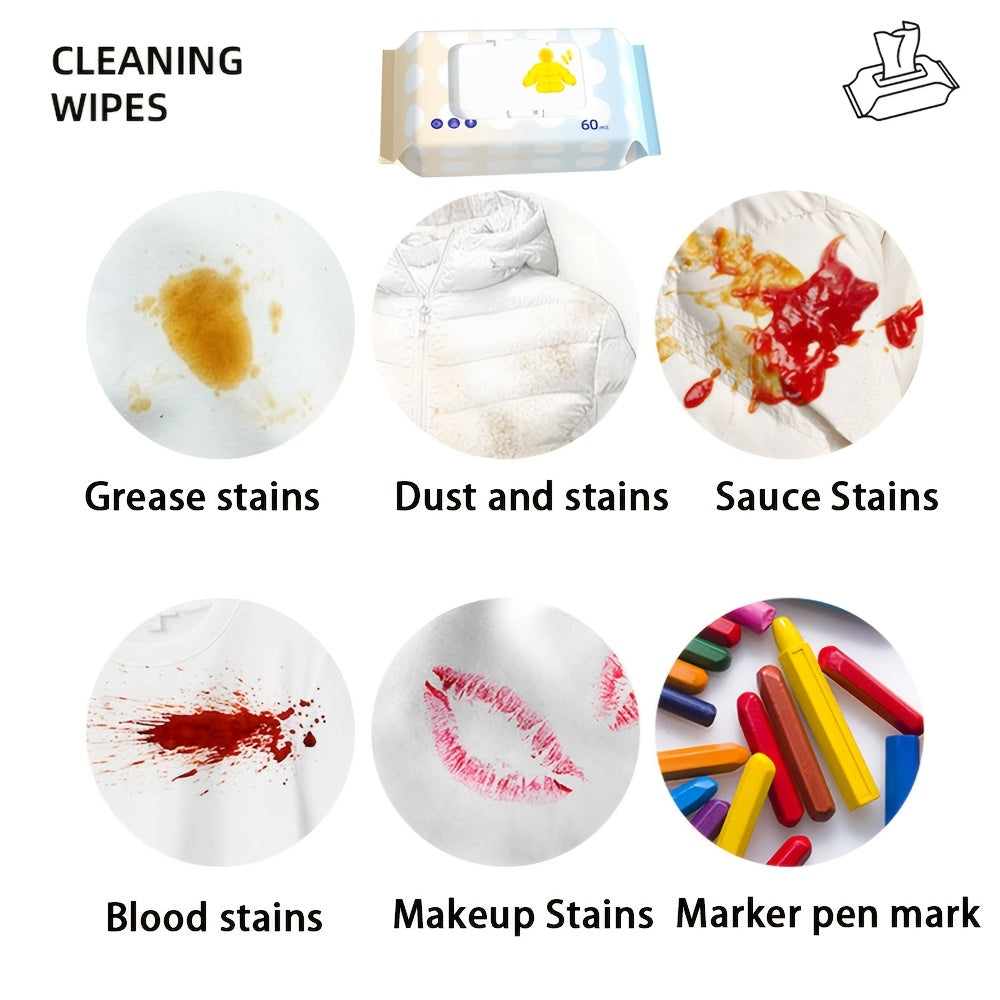 2-Pack Non-Woven Clothing Cleaning Wipes 120 Sheets Dye-Free Garment Care