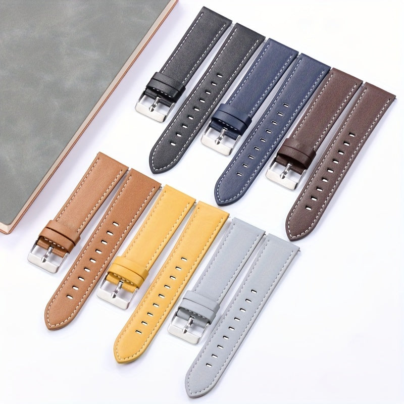 Stylish 22mm PU Leather Watch Band for Smartwatches with Quick-Release Design