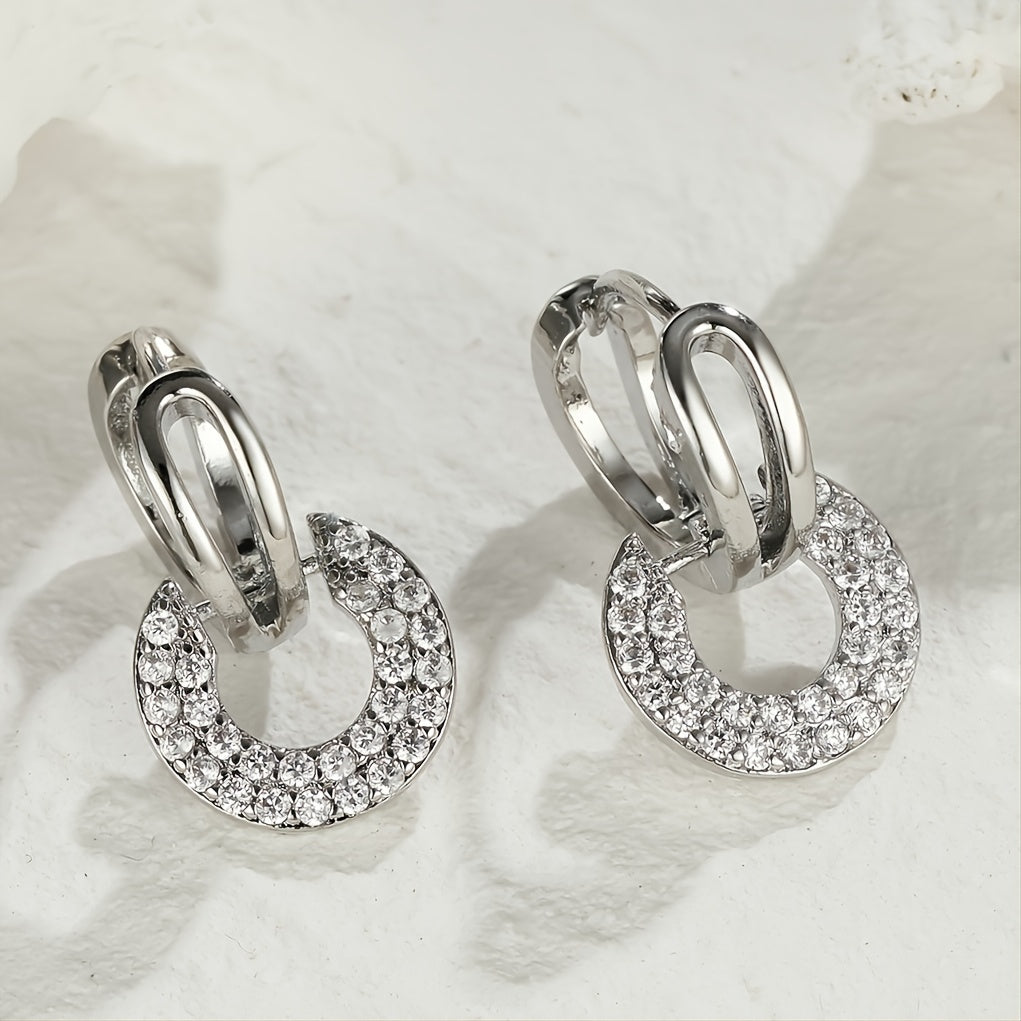 Women's Round Zirconia Earrings with Designer Style