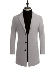 Men's Fall Winter Polyester Solid Color Long Sleeve Lapel Work Coat