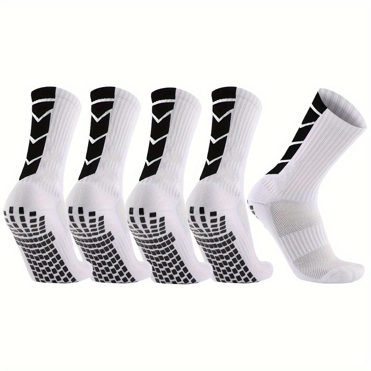 10 Pairs Unisex Athletic Sports Socks with Geometric Pattern Non-Slip Grip Knit Polyester for Soccer Basketball Skateboarding Rugby