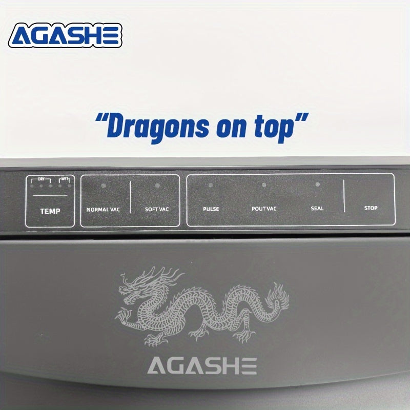 -85Kpa kuchli yopish kuchiga ega vakuum yopishtiruvchi mashina, Xitoy ajdarha uslubi, 32cm sumkalar uchun avtomatik yopish va paketlash, beshta isitish rejimi, 50 dona sumka bilan birga. Model: SX-680.
