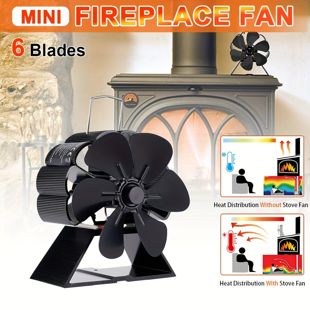 6-Blade Heat Powered Fireplace Fan for Mini Stove and Wood Burner