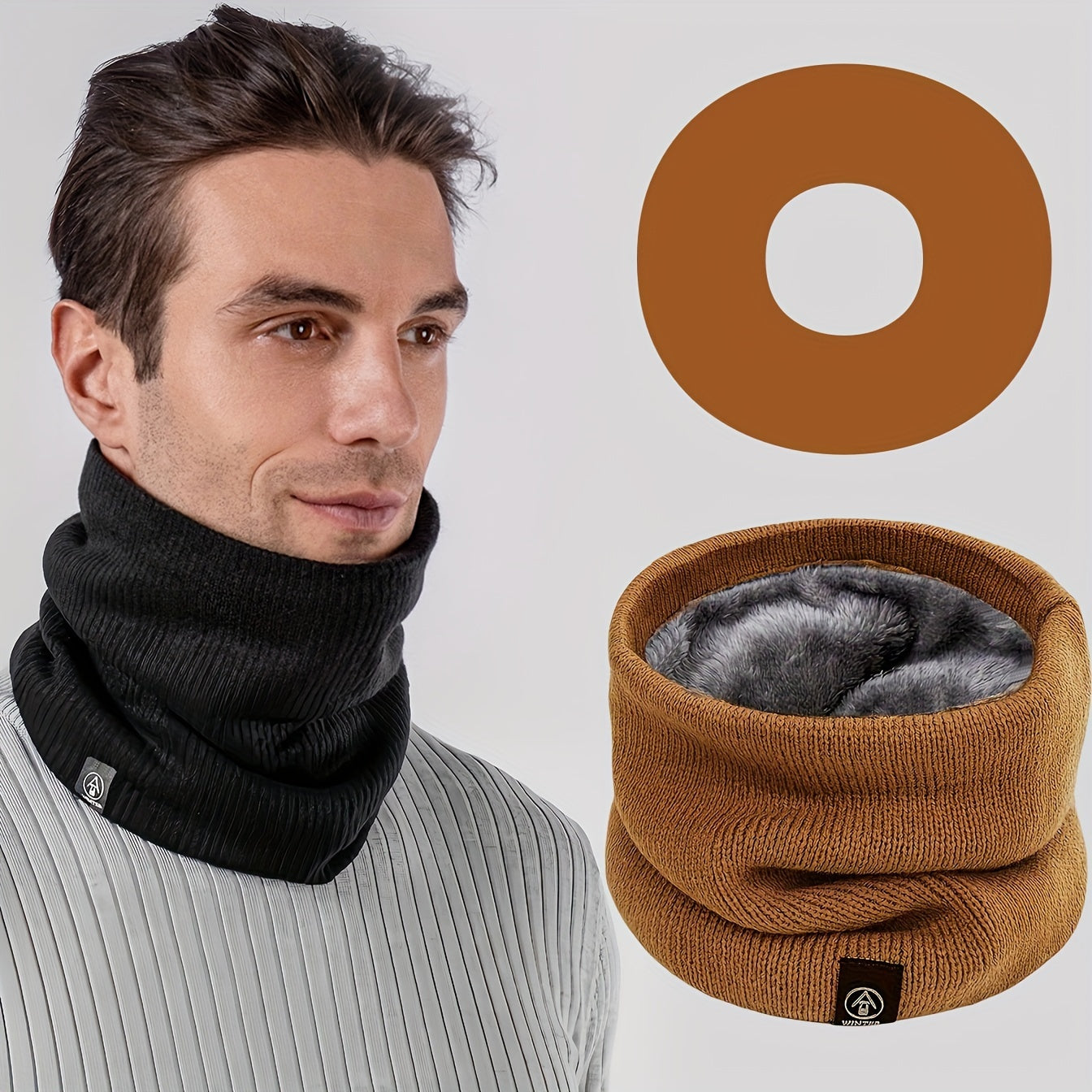 Winter Neck Gaiter Fleece-Lined Scarf for Men Women Cycling Mask Fake Collar