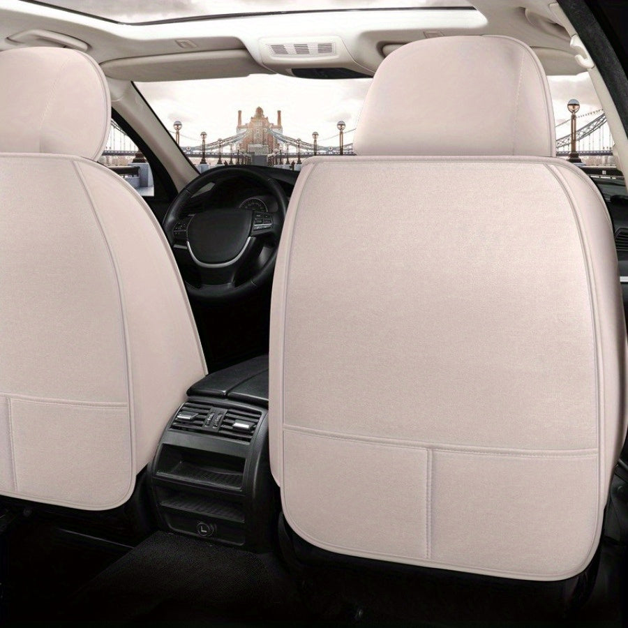 Universal Beige Car Seat Cushion Full Coverage Breathable Wear-Resistant