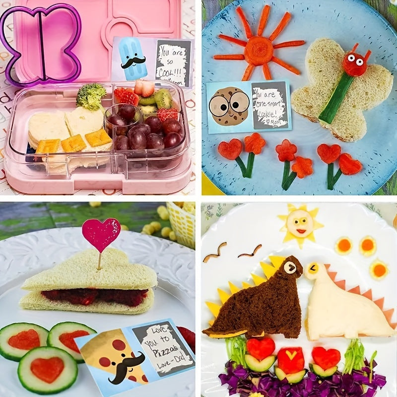 Set of 4 Cartoon Sandwich Cutters and Sealers Food-Grade Plastic Molds for Kids Lunches
