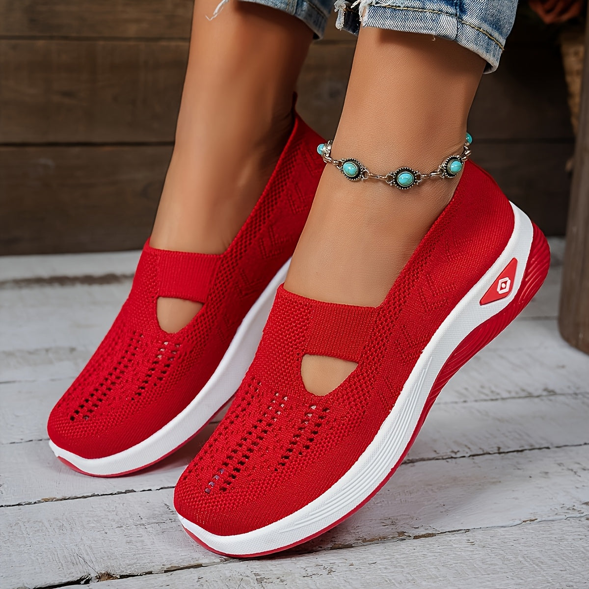Women's Slip-On Sneakers Lightweight Breathable Fabric All-Season Casual Rubber Sole