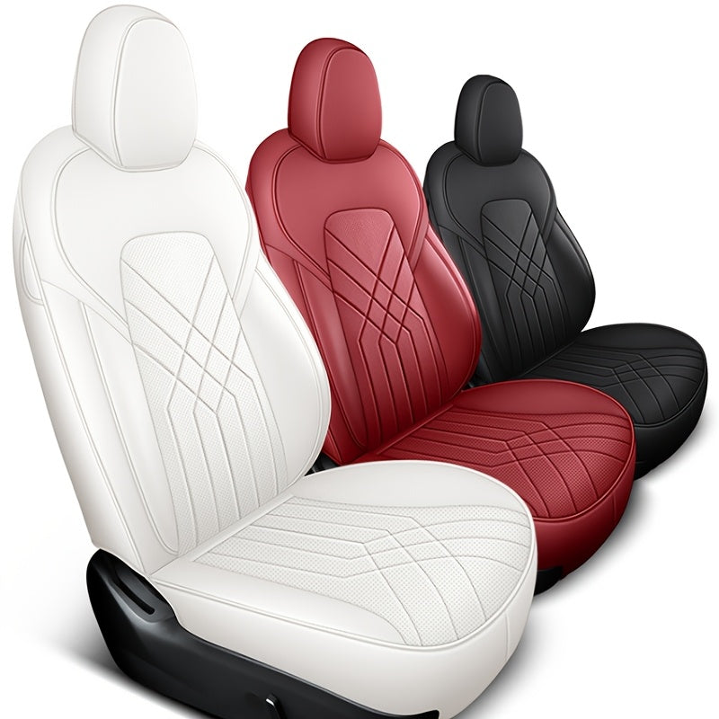 Luxury Nappa Leather Car Seat Covers Full Set for Tesla Model Y 2020-2024