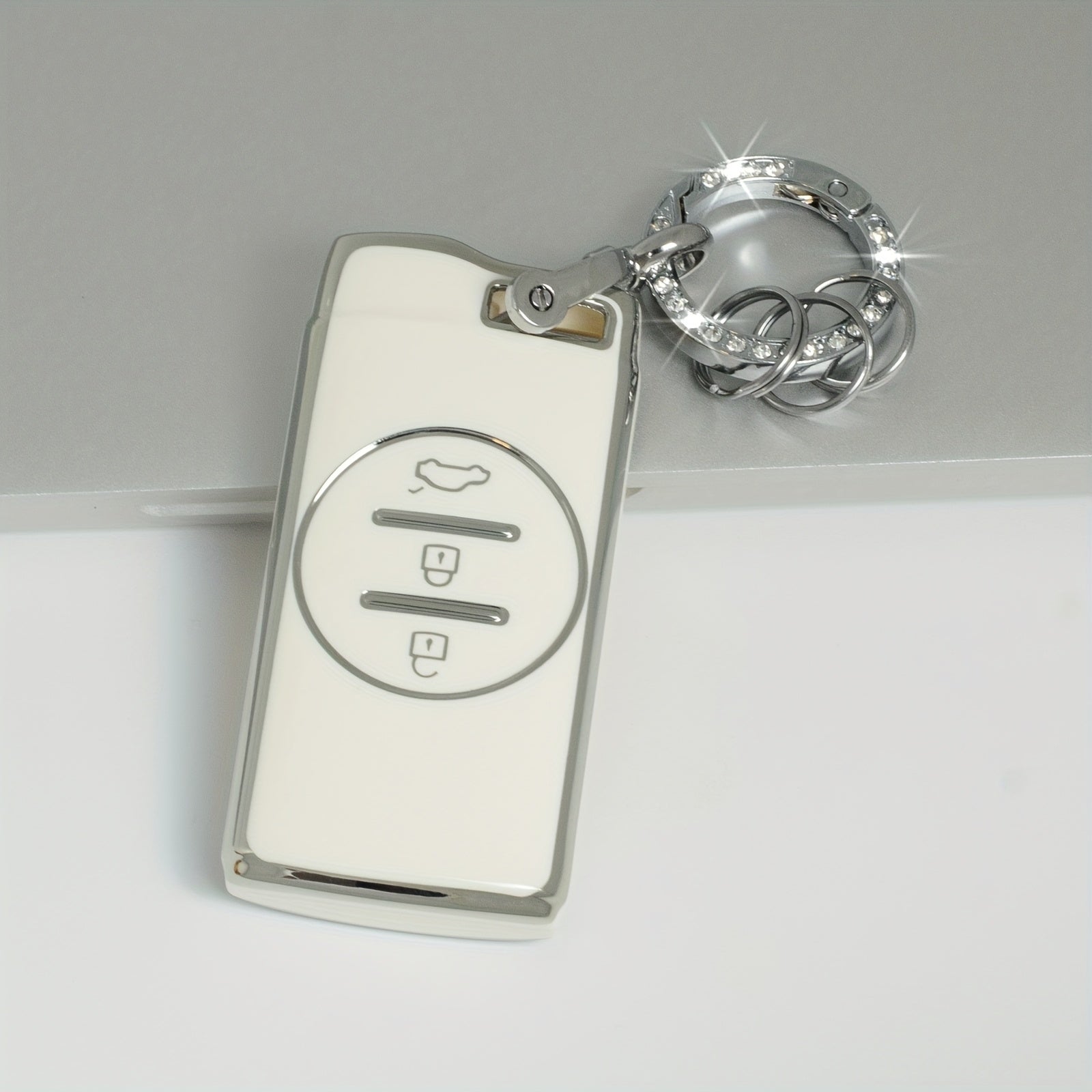 Elegant Black Rhinestone Key Fob Cover for Car Keys with Durable TPU