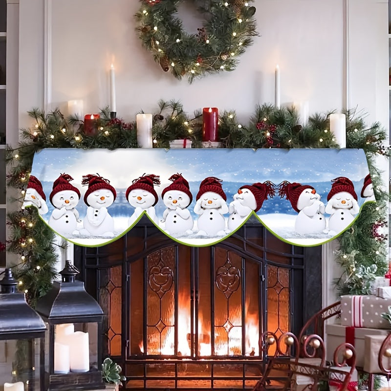 Christmas Snowman Fireplace Cover Polyester Cape Scarf 49.78cmx78.7cm Indoor Decor
