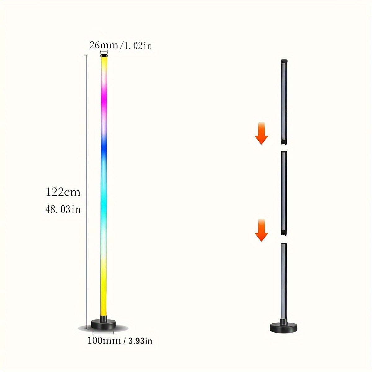 LED Corner Floor Lamp RGB Color Changing Music Sync Remote App USB Indoor Decor