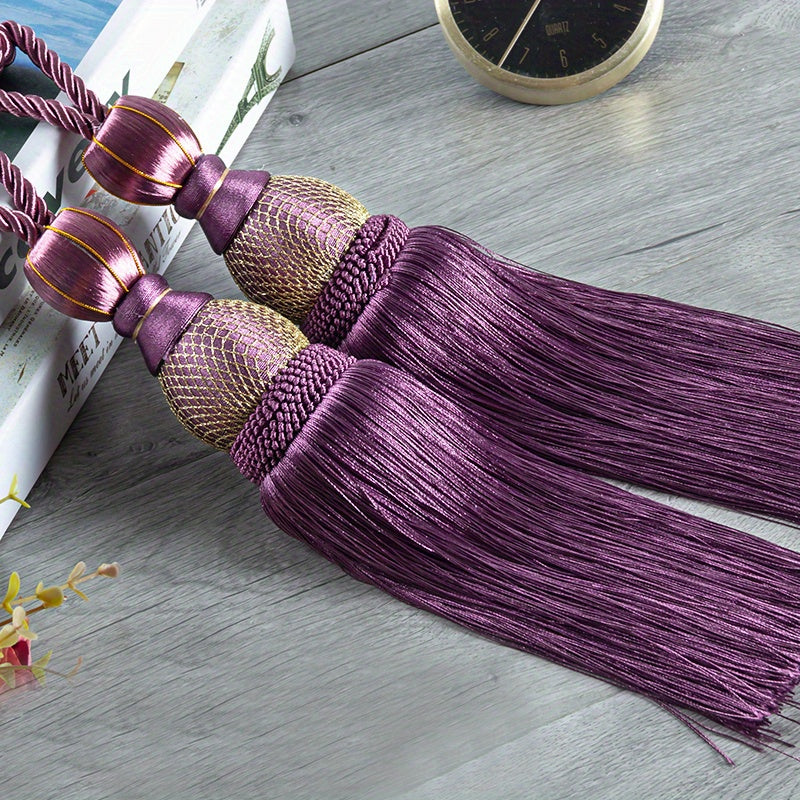 Glam Polyester Curtain Tieback with Tassel Hanging Ball Holdback for Living Room Office Decor