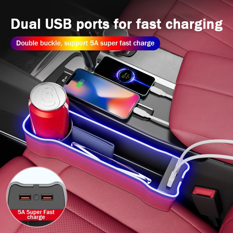 Car Interior Storage Box Voice-Activated Atmosphere Light Organizer Cup Holder