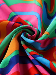 Falda midi casual de talla grande para mujer con estampado abstracto, tela fluida