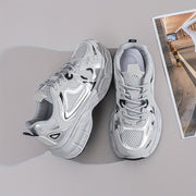 Women's Fall Chunky Sneakers Breathable Canvas Low Top Lace-Up Rubber Sole