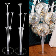 Kit de soporte para guirnalda de globos con soportes para columnas de globos transparentes de 7 cabezas, reutilizable para decoraciones de fiestas, bodas y cumpleaños