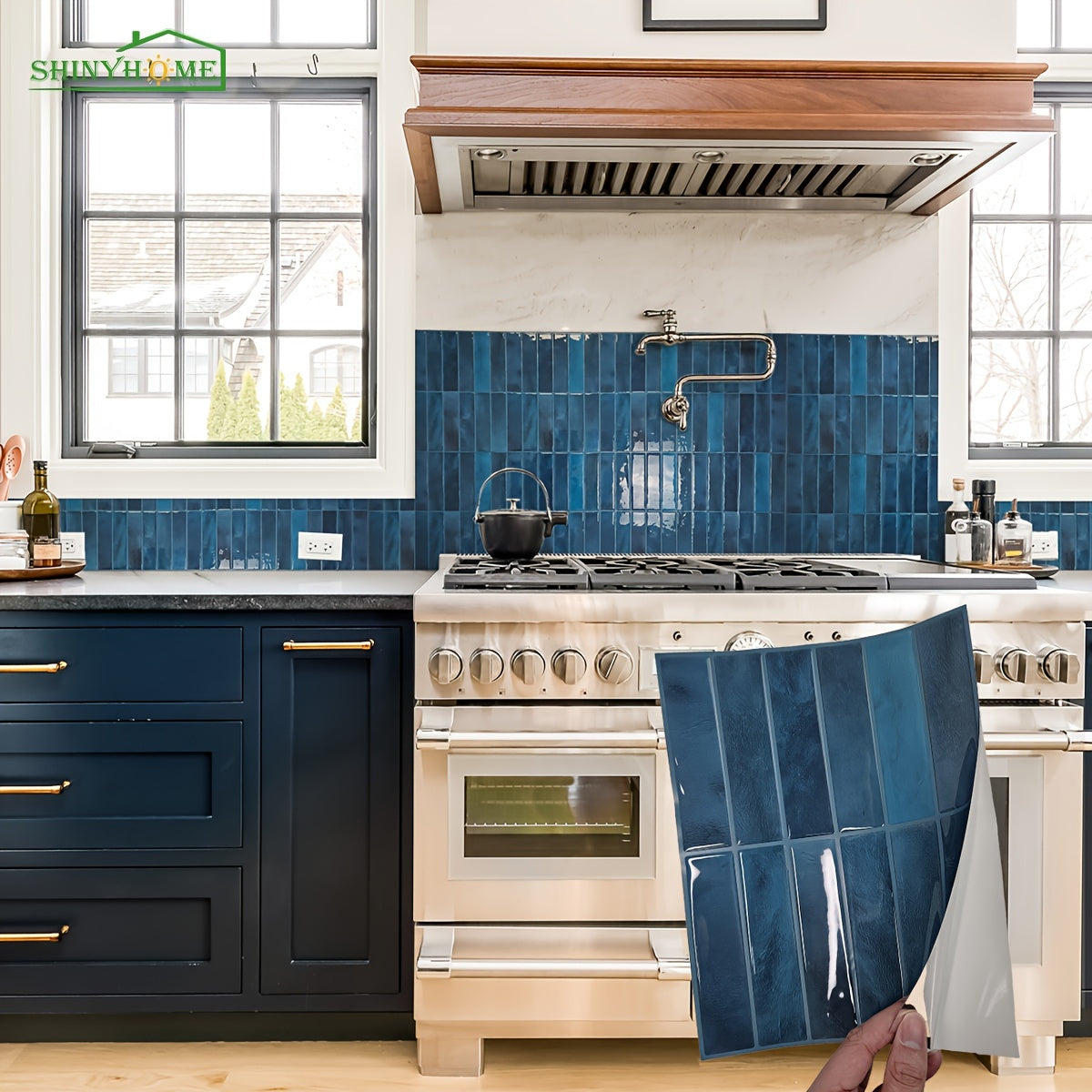 5Pcs 3D Self-Adhesive Wall Tiles Waterproof Heat-Resistant Bathroom Kitchen Backsplash