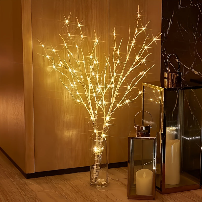 Battery-Powered Illuminated Artificial Birch Branch for Indoor Decor and Events