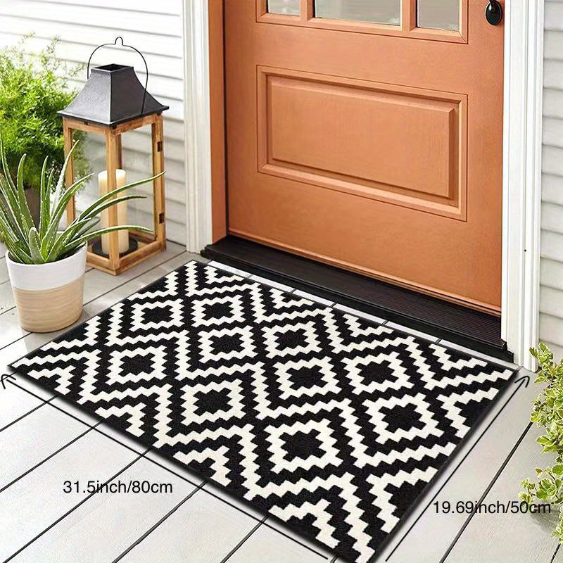 Plaid Doormat Non-Slip Stain-Resistant Entryway Rug with Velvet Backing
