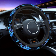 Черная бабочка с принтом, покрытие на руль из полиэстера для автомобилей