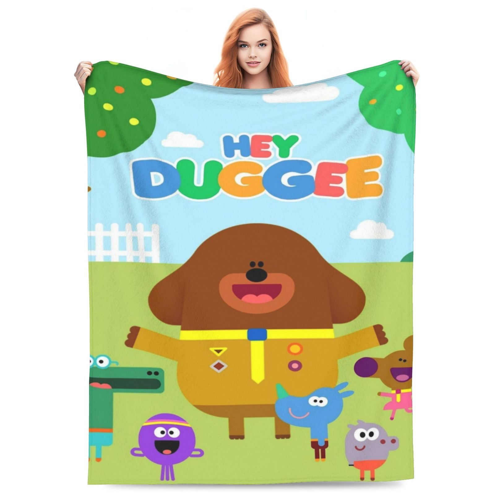 Kids Hey Duggee Flannel Fleece Blanket Digital Print Allergy-Free Skin-Friendly Lightweight Versatile for All Seasons