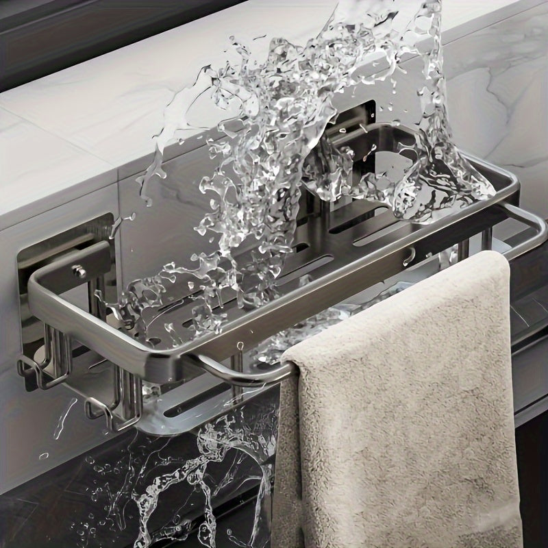 Rustproof Metal Shower Caddy Holds Two Bottles No Drilling Bathroom Organizer