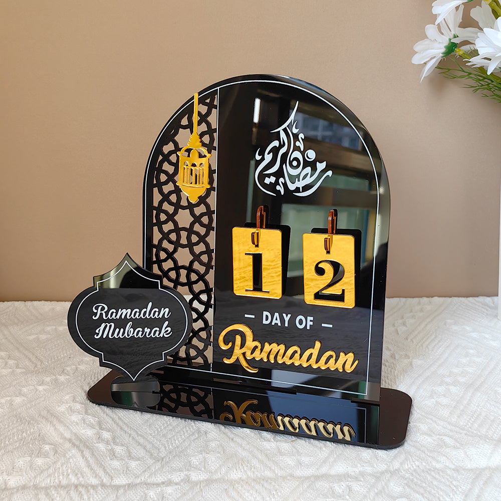 Calendario de Ramadán de acrílico para la cuenta regresiva de Eid Mubarak, decoración para el hogar