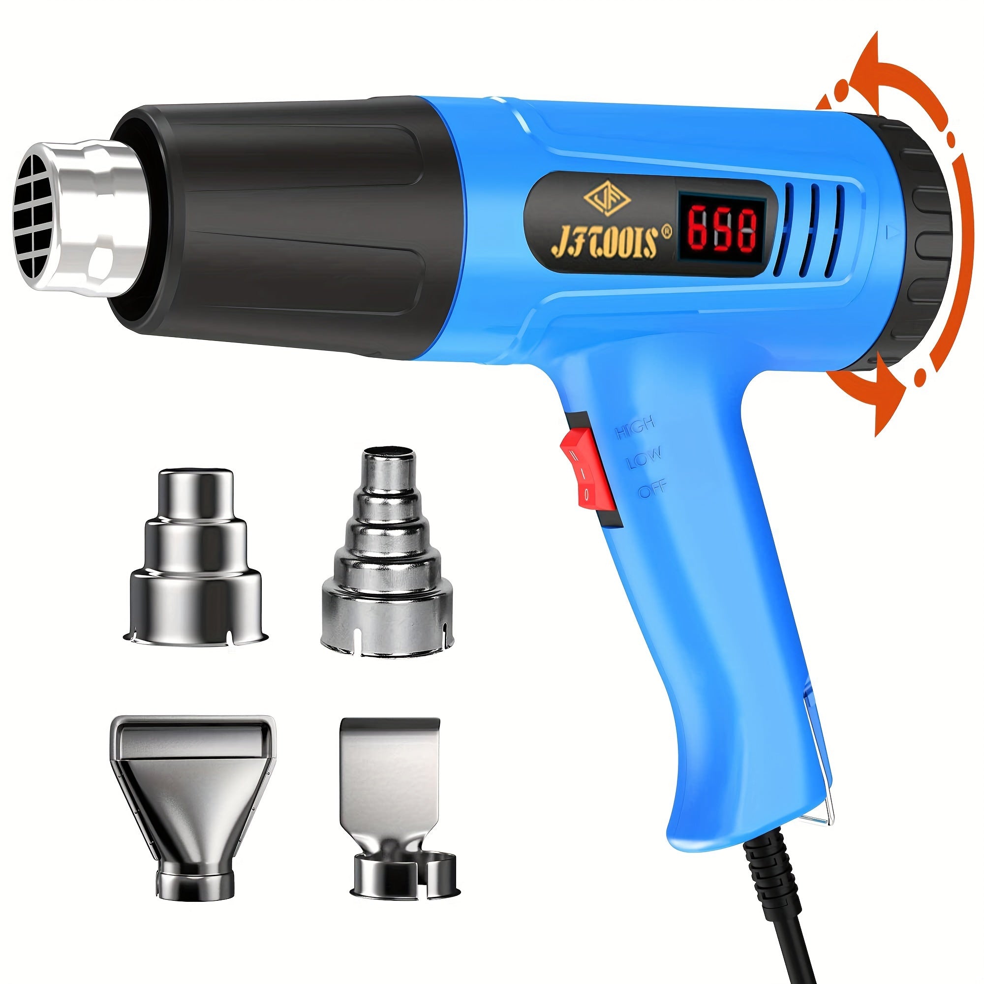 220V Digital Hot Air Gun with Four Nozzles for Thawing Pipes and Heat Shrink