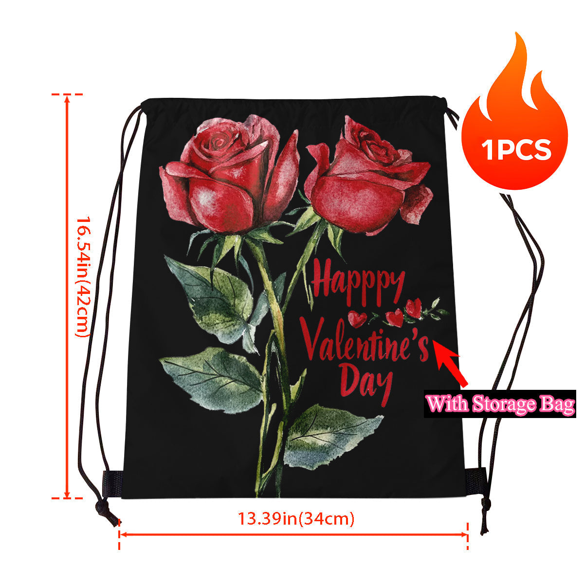 Red Rose Flannel Throw Blanket Set with Reversible Design and Pocket for Cozy Comfort