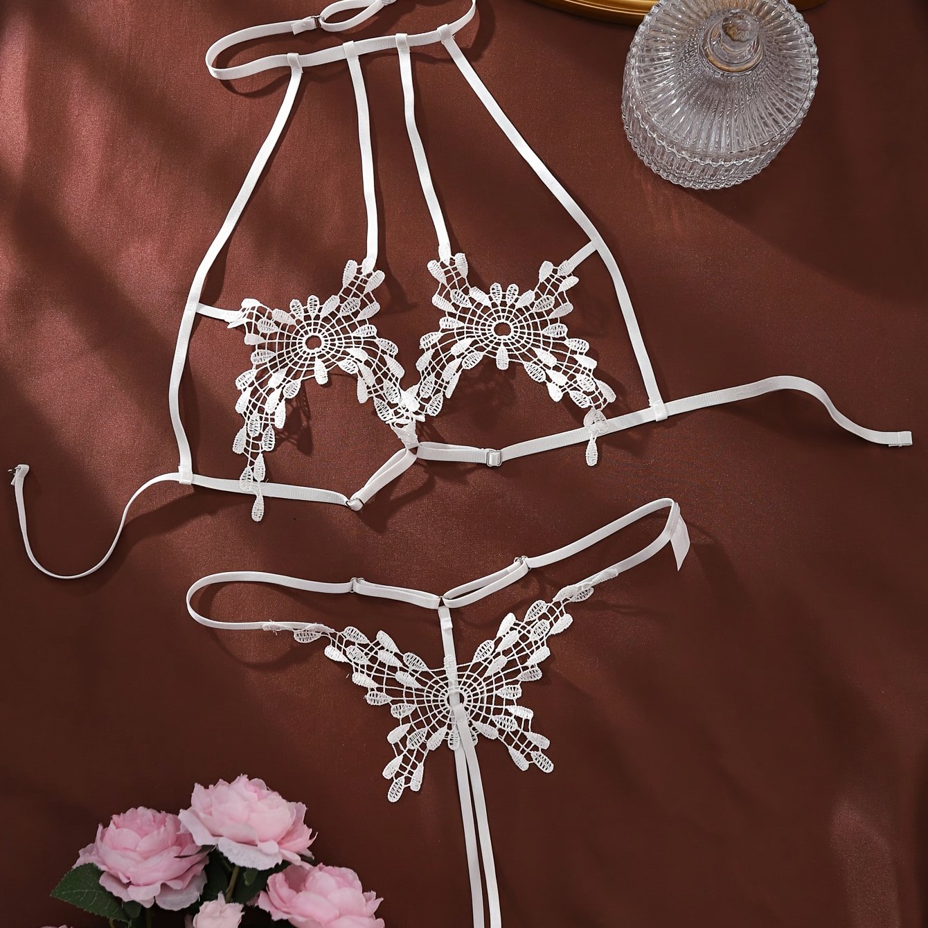 Lingerie Set with Lace Butterfly Neck Hanging for Women