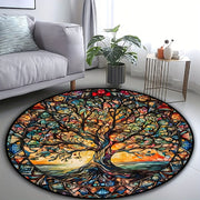 3D Tree Of Life Round Area Rug Soft Stain-Resistant Floor Mat for Living Room Bedroom Kitchen
